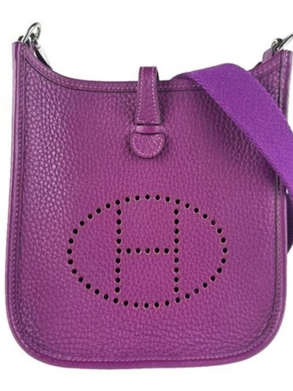 Auth HERMES Evelyn Amazon TPM Shoulder Bag Purple Taurillon Clemence - z9255